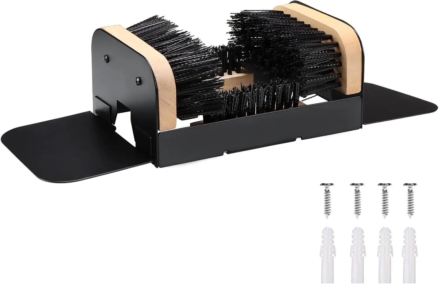 

Boot Scrubber with Side Step Plates, Heavy Duty Shoe Cleaner for All Weather, Natural Bristle Brush