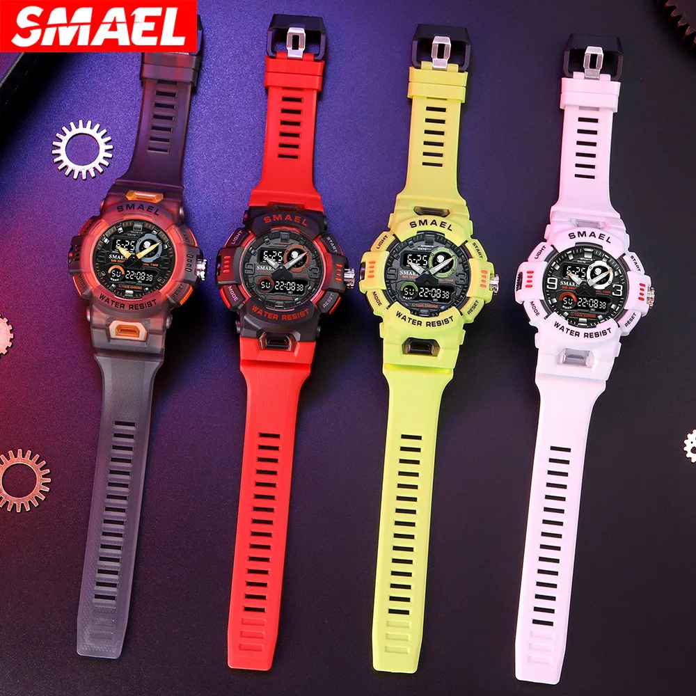 SMAEL Astronaut studentenhorloge Mannelijke en vrouwelijke student Multifunctioneel waterdicht lichtgevend horloge Sport dubbel display