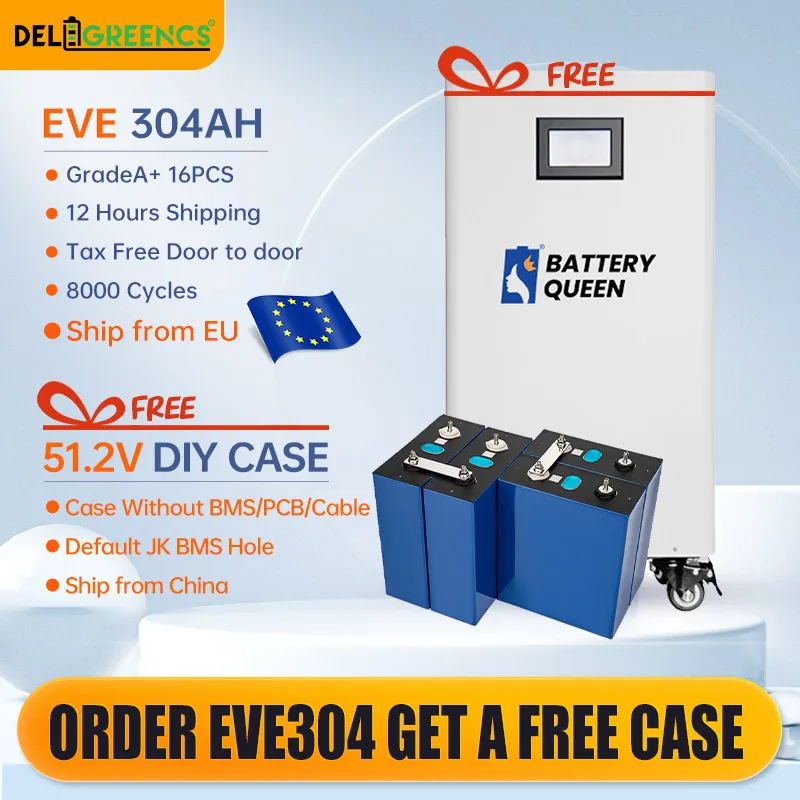 

Poland GradeA+ Lifepo4 48V EVE304 Gift JK BMS Hole Lifepo4 Battery Case DIY Box Without BMS PCB Cable Home Solar Tax Free