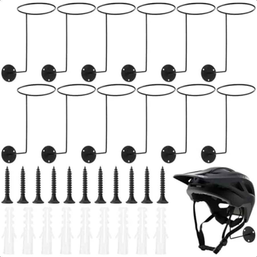 

12 Pcs Helmet Holder Stand Display Rack Metal Wall Mount Hanger Hooks for Motorcycle Accories Multifunctional Helmet Rack Hats
