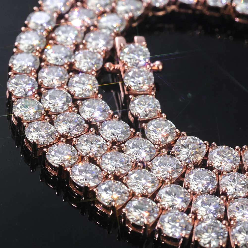 ESKEEM VVS Moissanite Tennis Bracelet Women Iced Out Round Brilliant Cut 925 Silver Rose Gold Plated Jewelry Gift for Party view 6