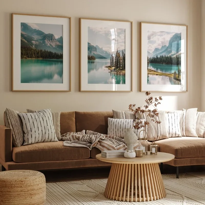1pc frameless Canvas Painting Canada Mountain Lake Poster Scenic Forest Landscape Split Nature Photography Wall Art Canvas Paint