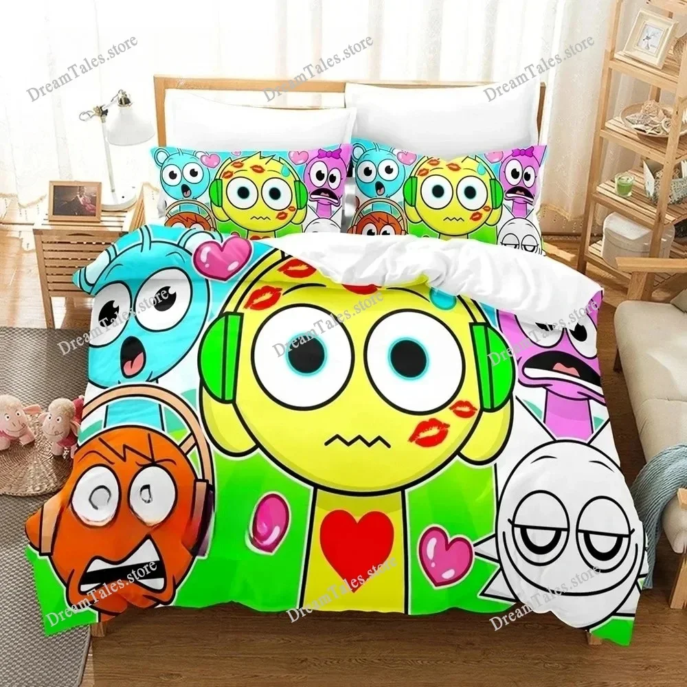 Sprunki Bedding Set Single Twin Full Queen King Size Bed Set Adult Boys Bedroom Duvet Cover Sets Sprunki Anime Luxury Gift