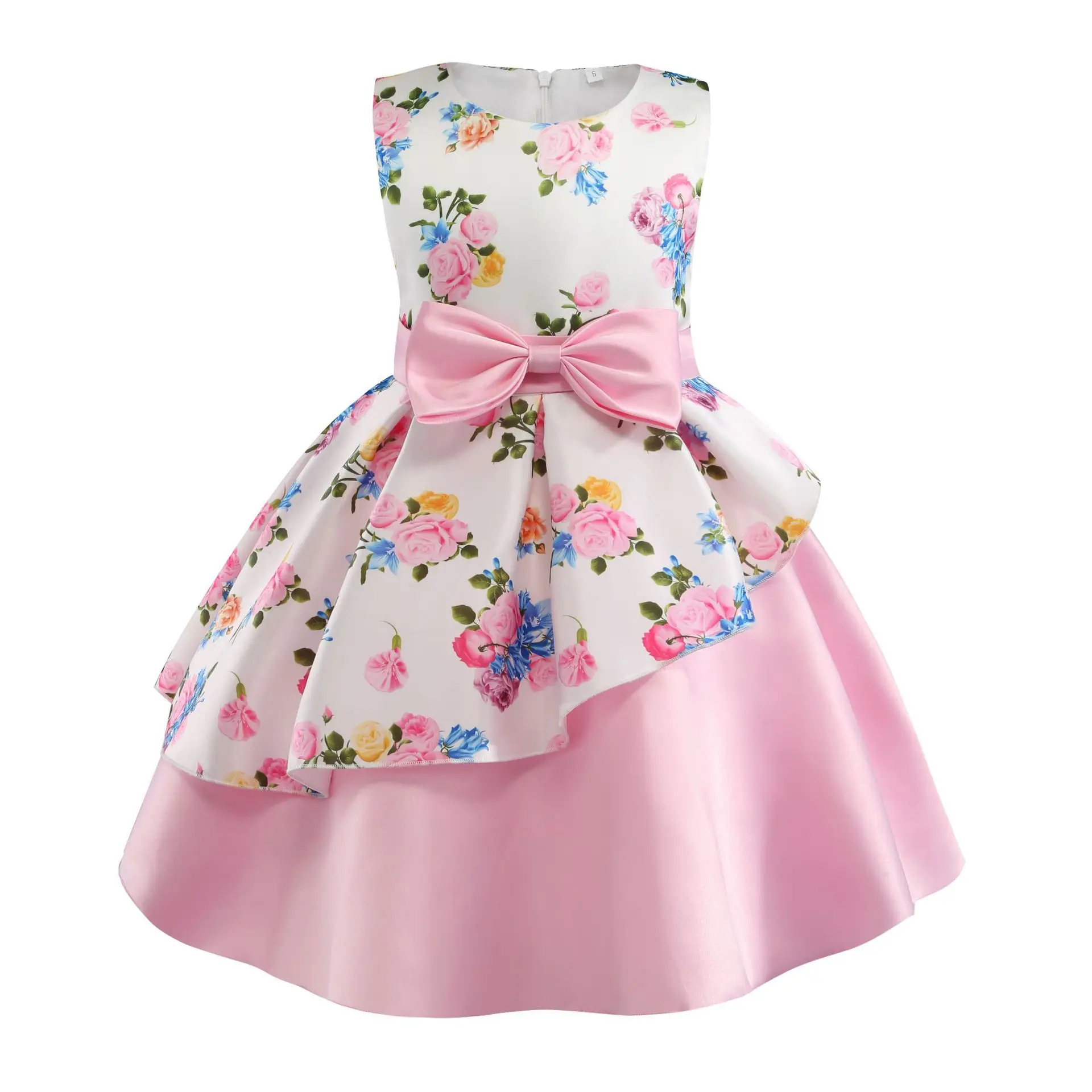 Falda Irregular para niña de 2 a 10 años, vestido estampado con lazo, vestido de actuación, vestido de Halloween para niña, ropa para niña