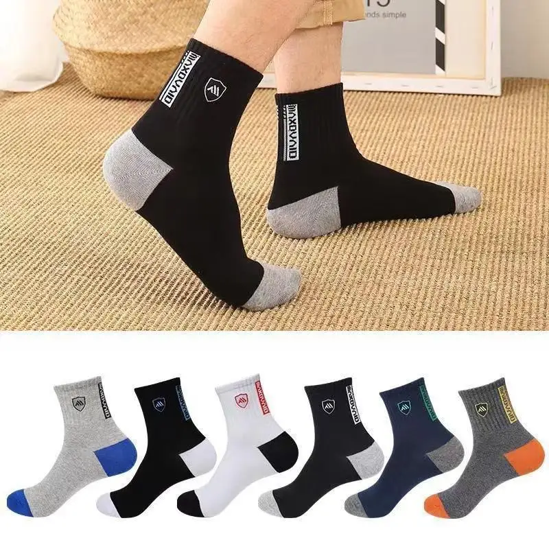 

Men Socks Winter Thick Sports Business Socks Sweat Absorbing Anti Odor Spring Summer Mid Calf Socks Basketball Trendy Socks