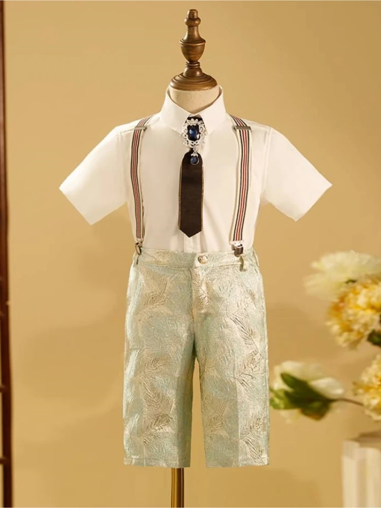 4PCS Kinder Formale Prom Anzüge Hochzeit Geburtstag Taufe Party Abendkleid Kinder Klavier Leistung Kostüm Jungen Sets A2853 – Detail 6