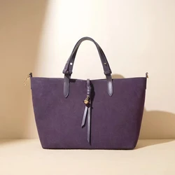 Brand Design Luxury High Quality Suede Leather Handbag For Women Fashion Large Capacity Genuine Leather Hobo Tote Bags