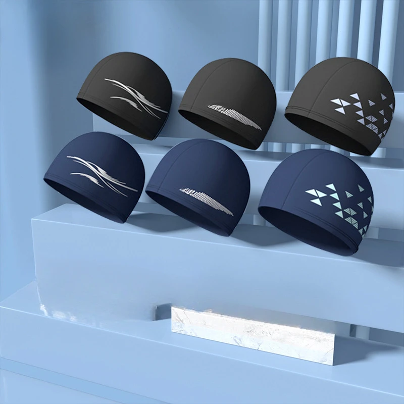 

PU Waterproof Swimming Cap for Men and Women, Elastic Swimming Cap Accessories, Swimming Cap Ear Protection