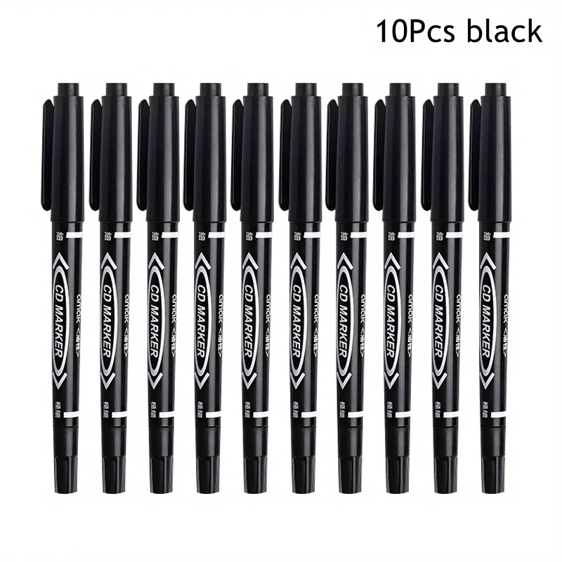 10Pcs Permanent Marker Pen Fine Point Waterproof Ink Thin Nib Crude Nib Black Blue Red Ink Fine Color Marker Pens