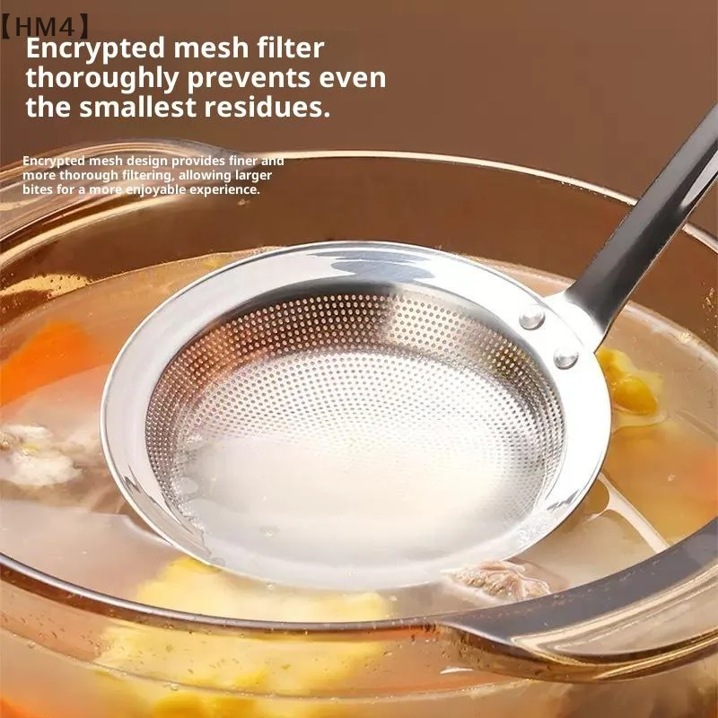 Stainless Steel Fine Mesh Fat Skimmer Spoon Strainer Fat Oil Skim Grease Foam Filter With Handle Kitchen Tool