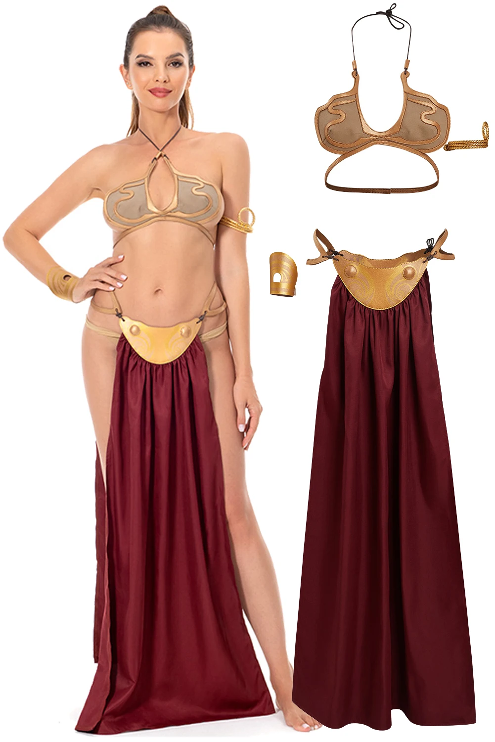 Princess Leia Cosplay Fantasy Sexy Slave Uniform Movie Space Battle Costume Bikini Set Halloween Carnival Suit Lady Women Adult