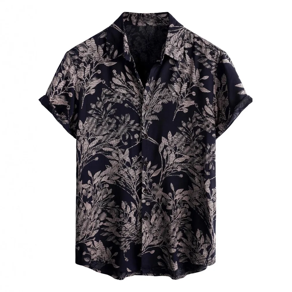 Summer Japanese Retro Shirt Beach Vacation Loose Casual Men's Top