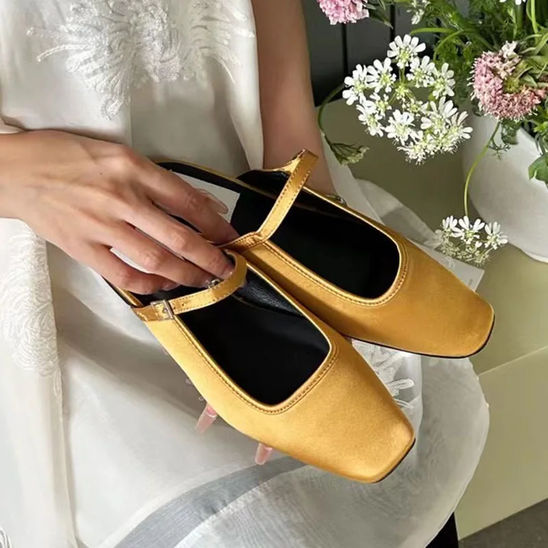 

2024 Flat Heel Women Slipper Fashion Square Toe Shallow Slip On Mules Shoes Soft Flat Heel Ladies Elegant Sandal Slide New Shoes