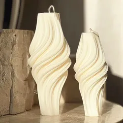3D Pillar Swirl Candle Molds Wave Twirl Taper Spiral Silicone Mould Geometric Abstract Decorative Wavy Soy Wax Mold clay molds