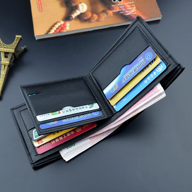 Fashion Casual Short Men Wallet Slim Card Holder Male Wallet PU Leather Small Zipper Large Capacity Coin Pocket Man Purse Wallet