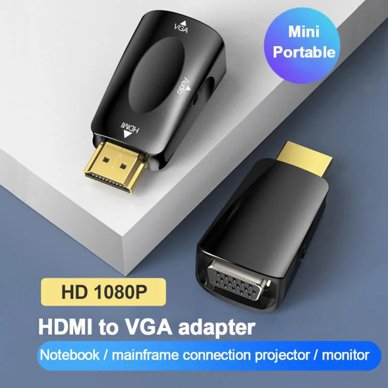 HDMI-compatible to VGA Cable Converter Male To Famale Converter Adapter 3.5mm Jack Audio HD 1080P For PC Laptop Tablet