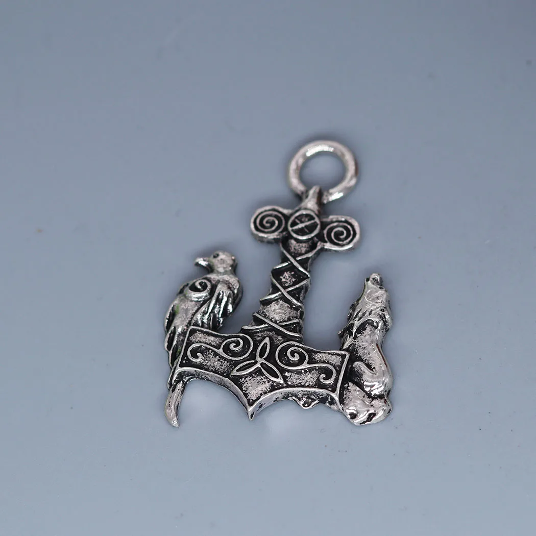 3Pcs/lot Valknut Vikings Norse Bird Wolf Anchor Charm Pendant For DIY Necklace Earrings Handmade Jewelry Making
