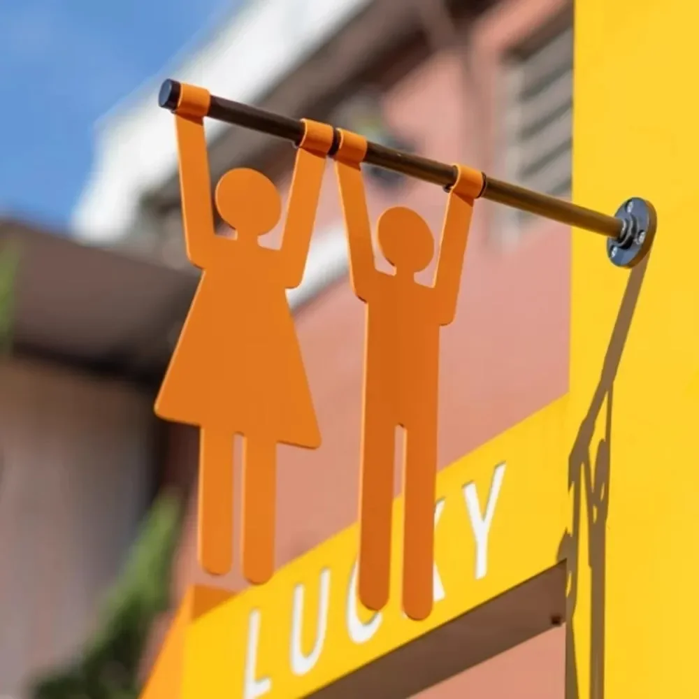 Wall-Mounted Restroom Indicator Rustproof Metal Toilet Sign Waterproof Decorative Bathroom Indicator Plate Unisex Restroom