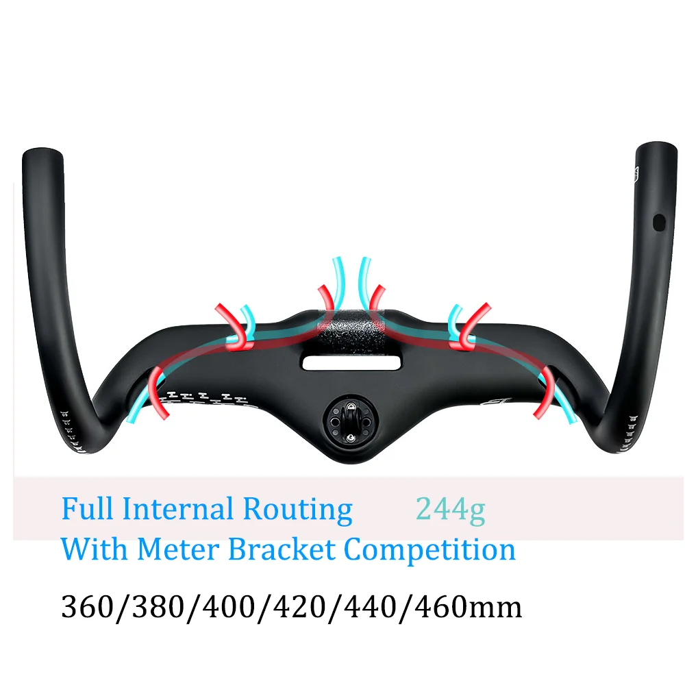 Vollcarbon-Rennradlenker 7 ° Vollständig interner Lenker für Fahrräder, 360 mm, mit Computerhalterung, Fahrradlenker, Fahrradteile – Detail 3