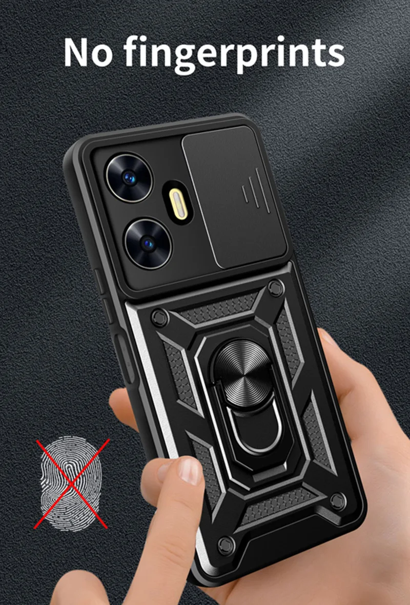 For OPPO Realme C55 C53 Case Shockproof Armor Car Holder Phone Cover For Realme 11 10 Pro Plus 5G Camera Lens Protection