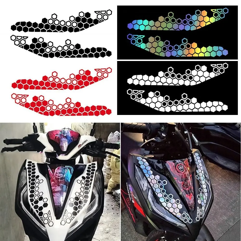 Multicolor Motorcycle Decorative Sticker PET Motorbike Electricbike Honeycomb Decals Waterproof Anti Scratch Reflective Stickers