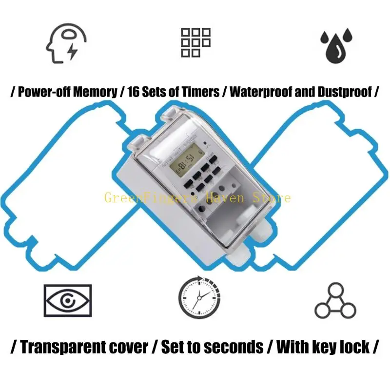 F68D Heavy Duty Digital Program Timer Controllers 40A 110V Cycle Timer Component Tool for light Pumps Appliances Indoor Outdoor
