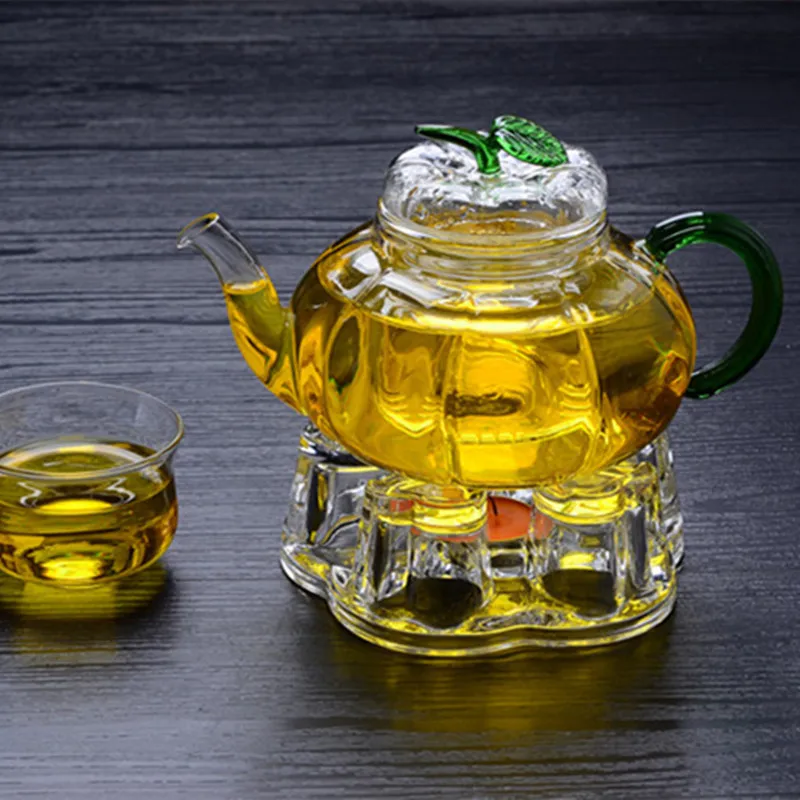 Clear Glass Heat-Resisting Heart Shape Teapot\' Warmer Heater Base Candle Holder