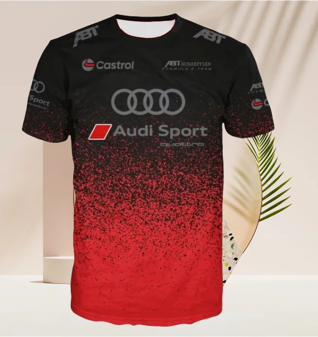 

Audi's New Summer 3D Printed Short Sleeved T-shirt for Outdoor Sports, Quick Drying, Breathable, Cool Polyester Thin T-shirt