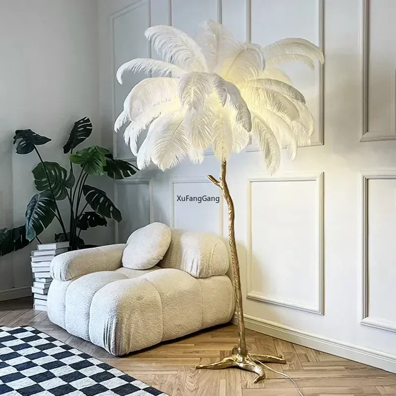 Feather Floor Lamp,high-end Living Room,bedroom Bedside Atmosphere Lamp,Instagram Style Nordic Decorative Table Lamps Stand Lamp