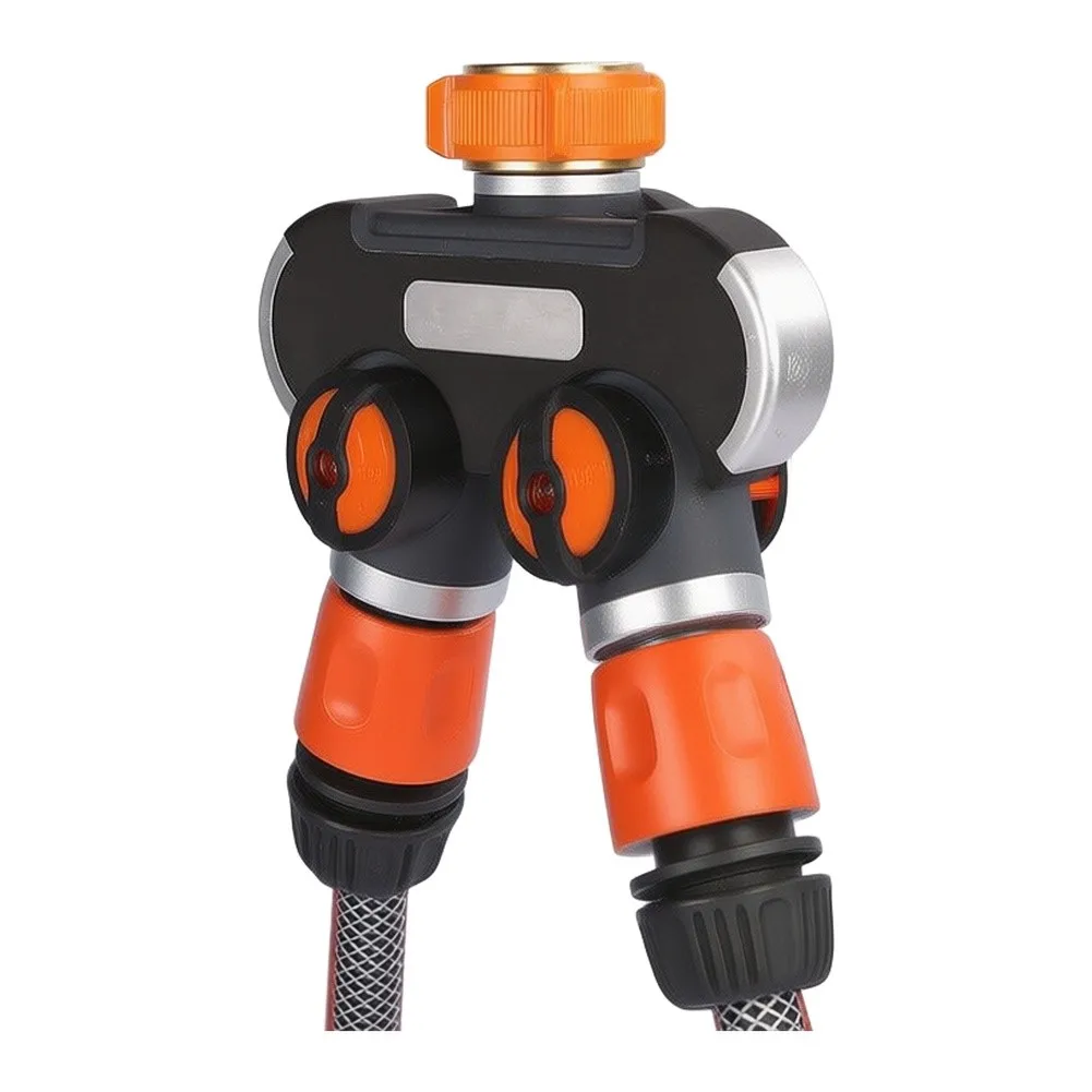 Water Hose Splitter with Separate Adjustable Valves for Precise Flow Management in Gardening and Cleaning Applications