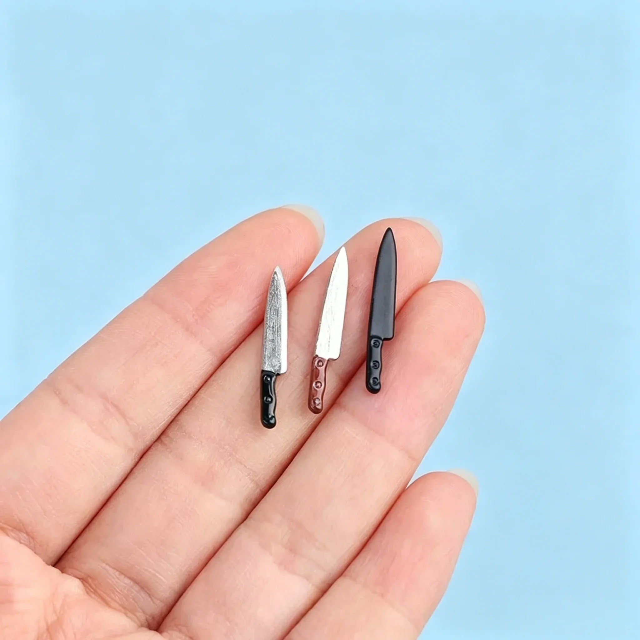 1/12 Dollhouse Miniature Metal Chef Knife, Realistic Mini Kitchen Tool for Dollhouse Scene Decor