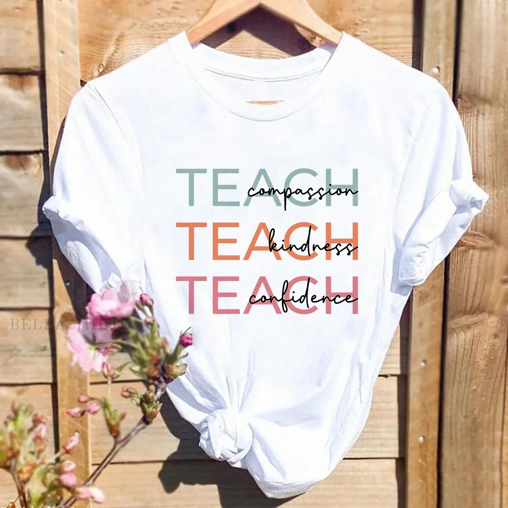 T-shirt à manches courtes pour enseignants, haut mignon, cadeaux d'appréciation des enseignants, vêtements de groupe, compassion, gentillesse