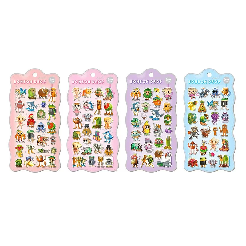 Pegatinas en relieve 3D de Brainrot italiano, calcomanía de animales abstractos, pegatina de Tung Tung Sahur, pintura abstracta para álbum de recortes DIY, Deca