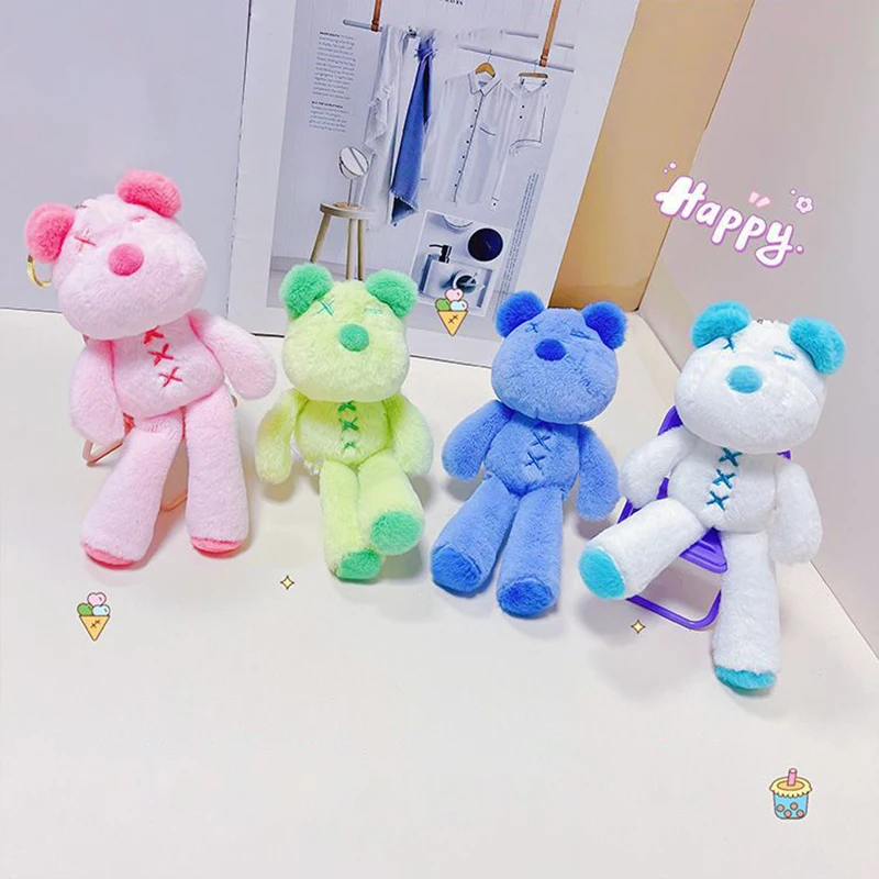 1Pcs Sweet Cool Personality Bear peluche portachiavi Cartoon Trend Bear Doll ciondolo borsa a tracolla zaino decorazione peluche Charm