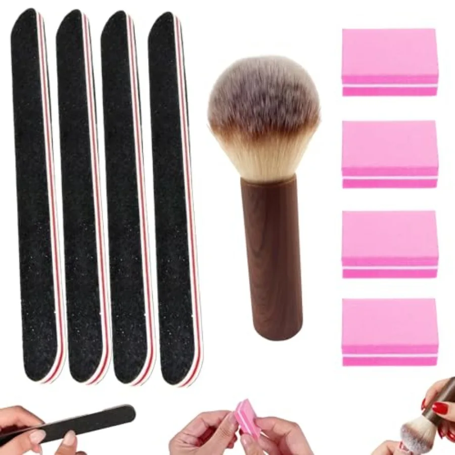 

9 in 1 Nail File and Buffer Set, One-Stop Prep Workflow to Shape Acrylics, Clean Dust and Prevent Gel Nail Lifting for DIY Mani