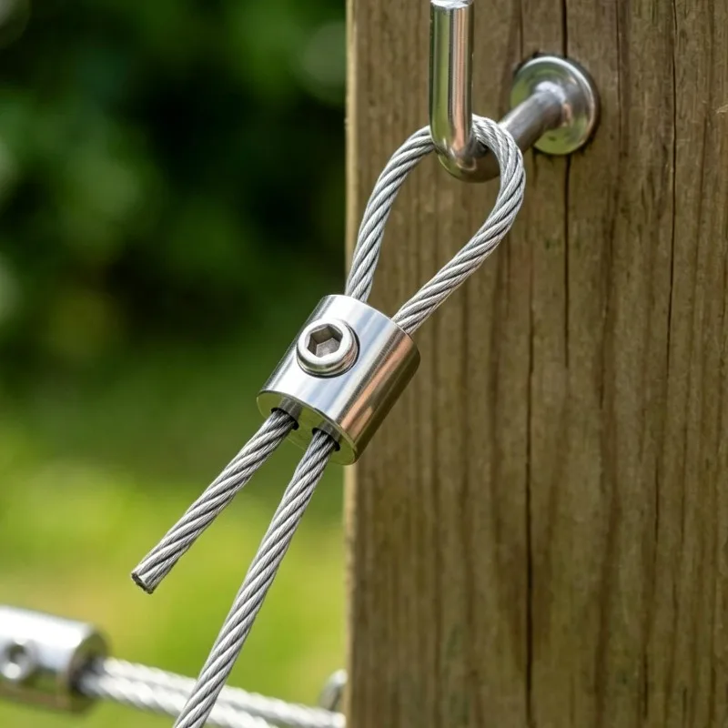 2/50set Stainless Steel Suspension Wire Rope Cable Lock Adjustable Sling Telescopic Wire Rope Wire Locking Clip Fasteners