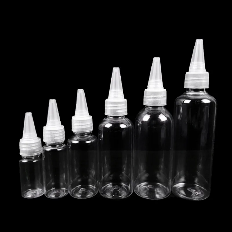 50ml 100ml Transparent PET Narrow Pourer Bottle Pigment Plastic Storage Packing Container