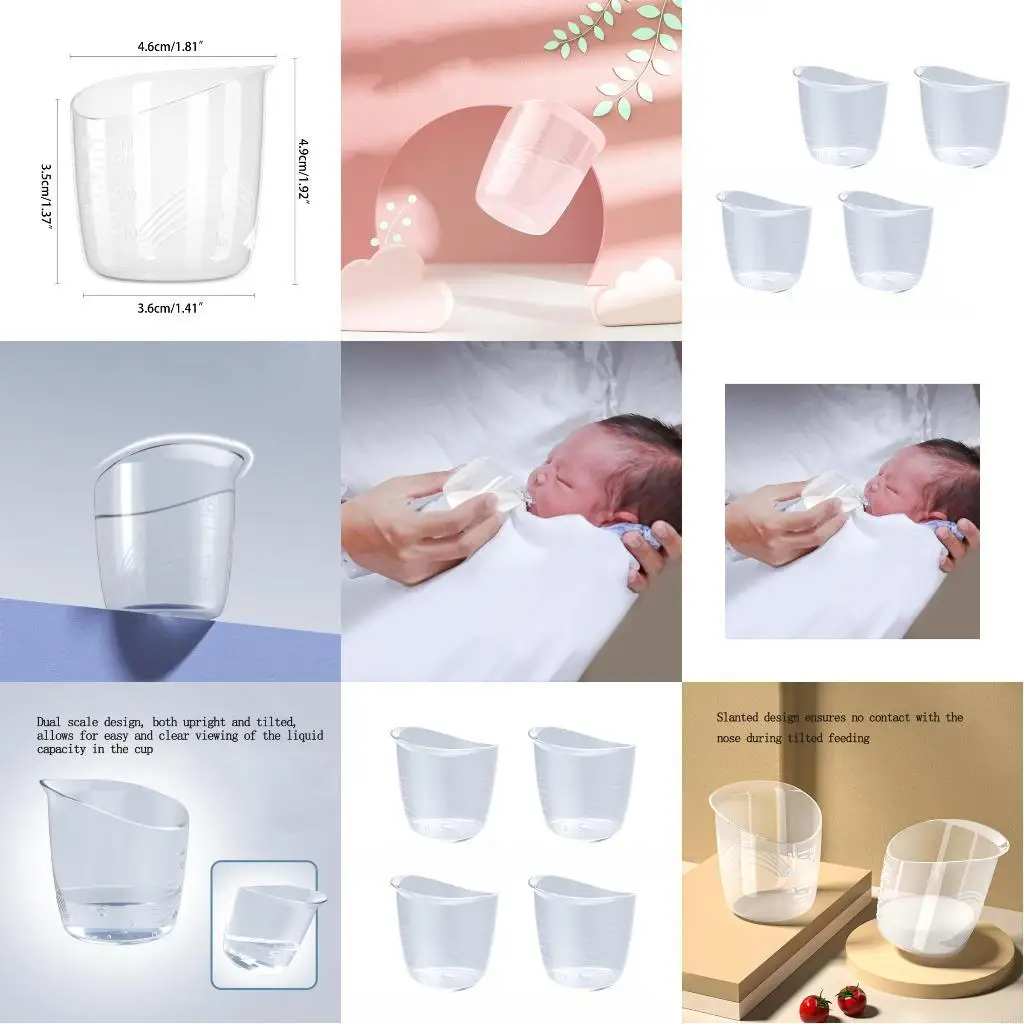 

4 шт., измерительные приборы для бутылочек с водой против удушья, набор чашек на 35 мл для краткосрочного грудного вскармливания