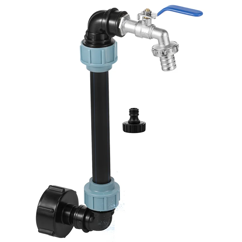 

A68G-IBC Tank For 1000L Rainwater Tank Rain IBC Container Gooseneck Adapter Set With Brass Tap 3/4 Inch Outlet Tap