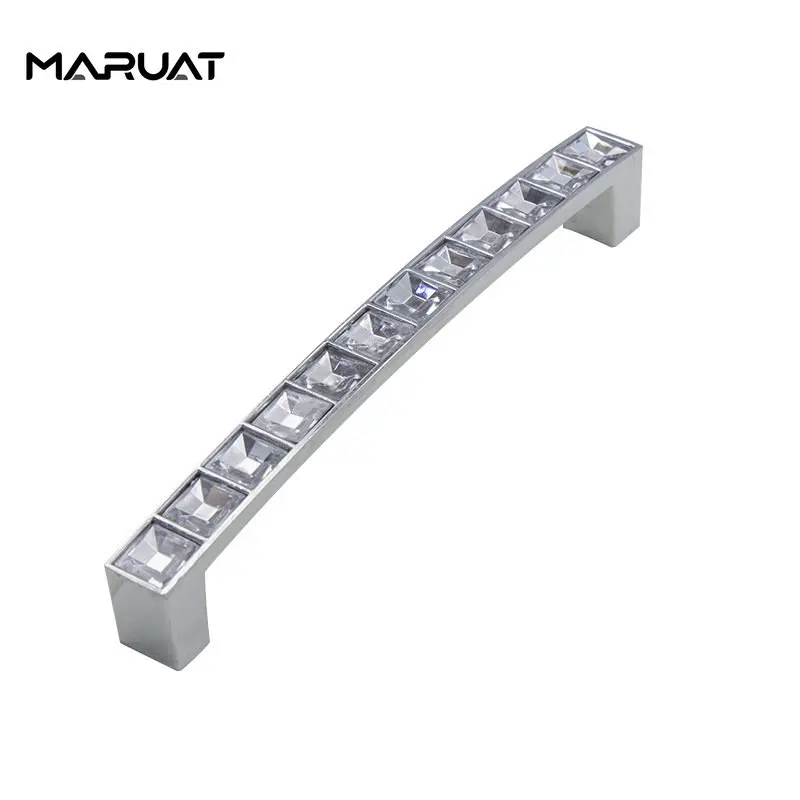 Crystal Glass Knobs Cabinet Handles Silver Crystal Cupboard Pulls Drawer Knobs Kitchen Furniture Handle Hardware Accessories