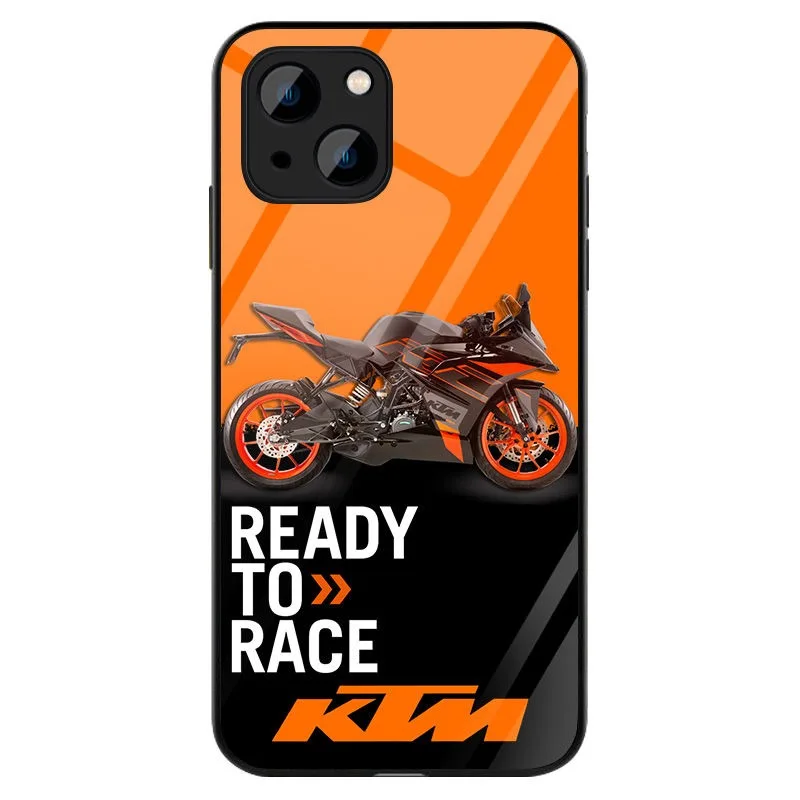 حافظة هاتف محمول من الزجاج المقسى بشعار KTM حافظة هاتف حديثًا لهاتف آيفون 16 15 14 13 12 11 Pro Plus Promax 7 8 Plus SE2 SE3 X XS Xr #4