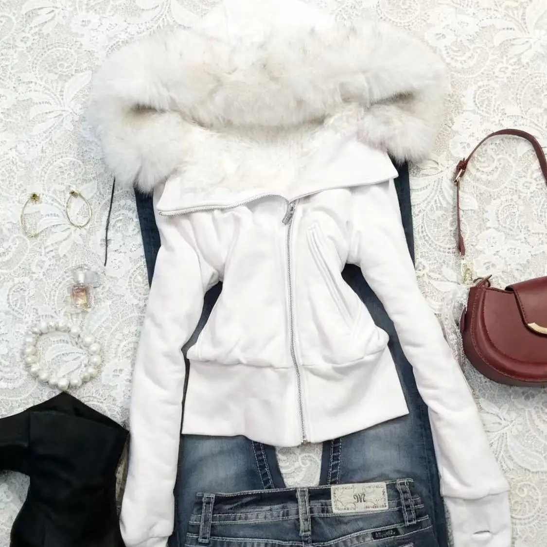 เสื้อฮู้ดดี้ทรงสลิมฟิตสีพื้นสไตล์วินเทจย้อนยุคฮาราจูกุ ปี 2025 พร้อมซิป คอขนเฟอร์ ฮู้ดแบบมีหูกระต่ายสไตล์เกาหลี บุด้วยผ้าพลัฌ