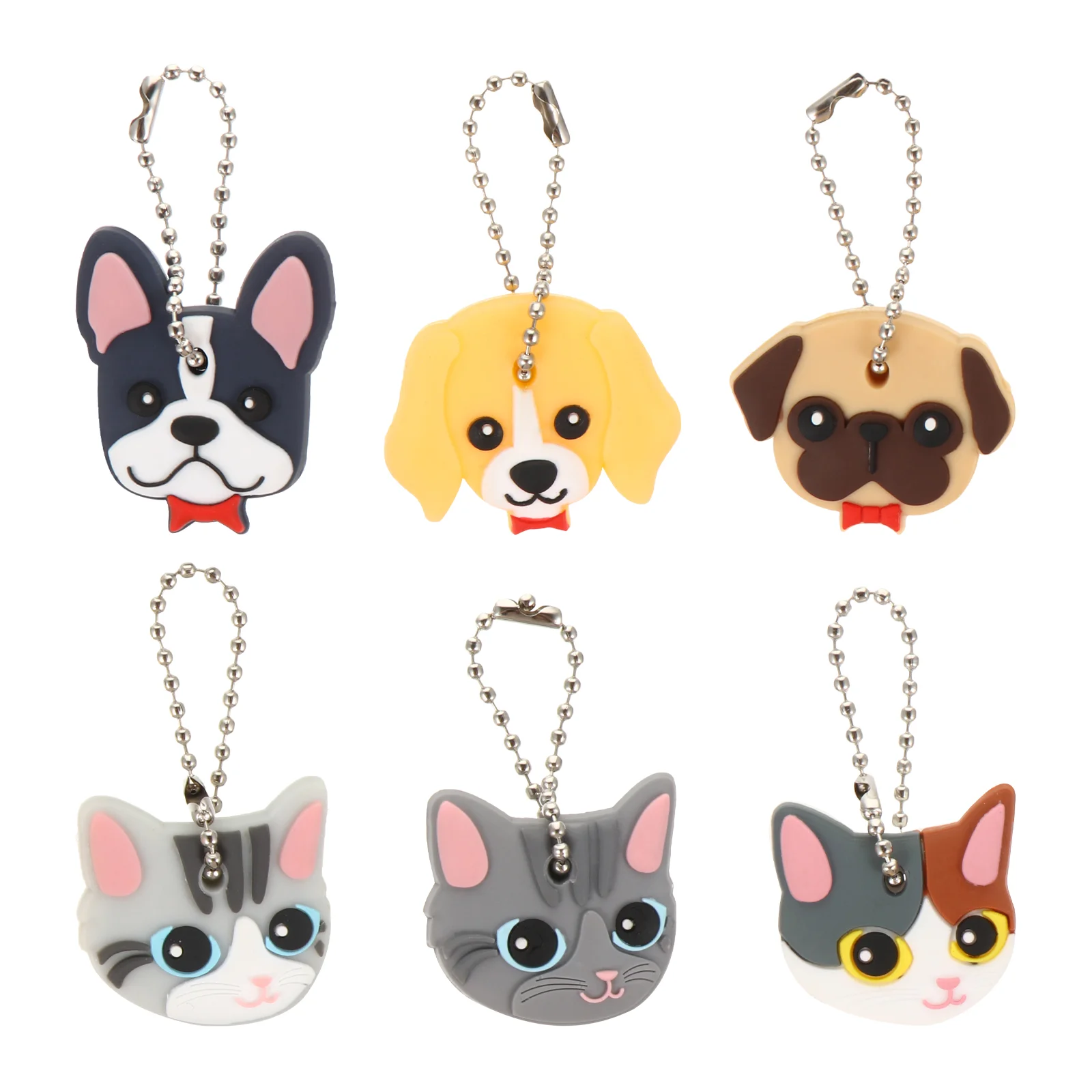 

6 Pcs Cartoon Key Set Animal Identifier Caps Protective Covers Label Door Keys Iron Sleeve Miss