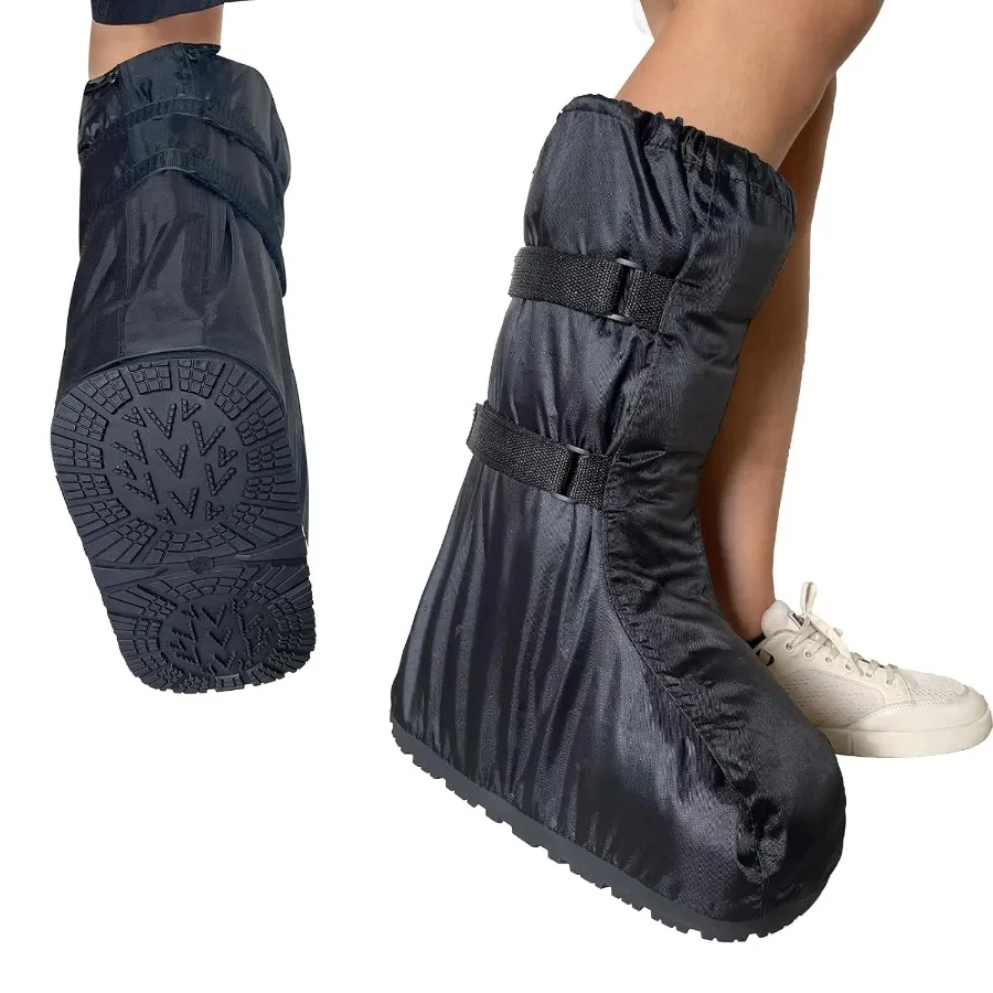 

Heavyduty waterproof boot cover with nonslip sole designed for medical and orthopedic boots ideal for rain snow beach garden in