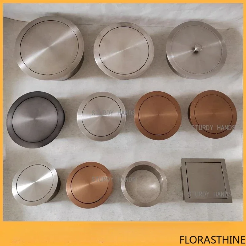 1pc Embedded Lid Kitchen Trash Can Kitchen Desktop Metal Can Trash Circular Shaking Lid Home Appliances Garbage Bin