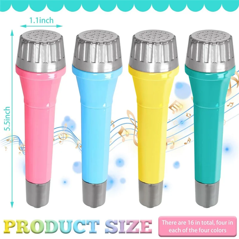 حزمة MACH-16 من الميكروفونات البلاستيكية، ميكروفون مزيف ملون لحشو أكياس جودي وهدايا حفلات أعياد الميلاد