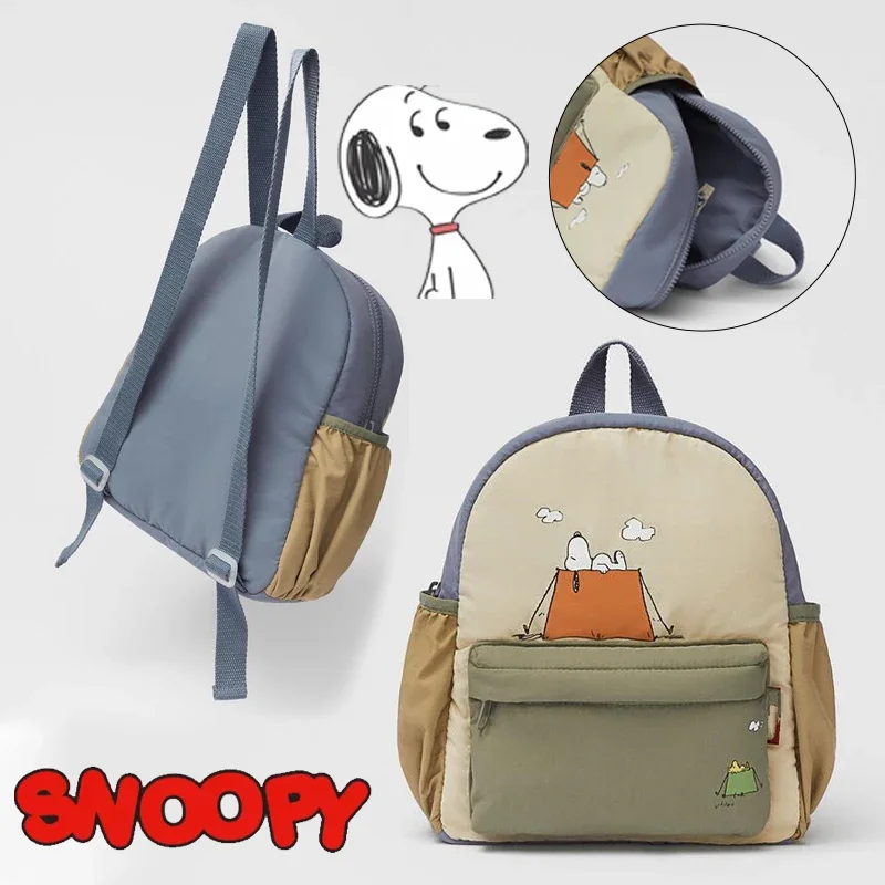 Snoopy-mochila de dibujos animados para niños y niñas, bolsa escolar de viaje, impermeable, portátil, con cremallera, de gran capacidad