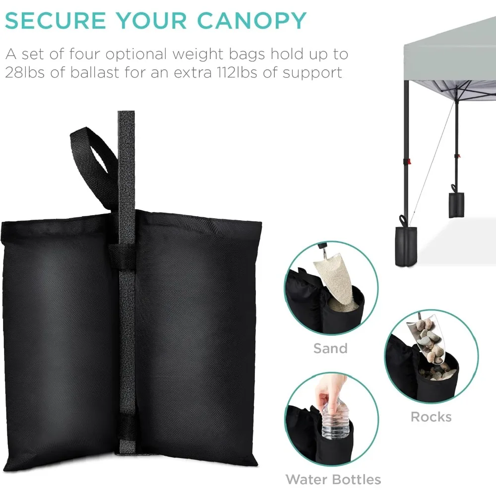 Портативная палатка с мгновенным навесом 10x10 футов для одного человека с удобной установкой, чехлом для переноски и 4 грусовыми сумками — идеально подходит для мероприятий на открытом воздухе