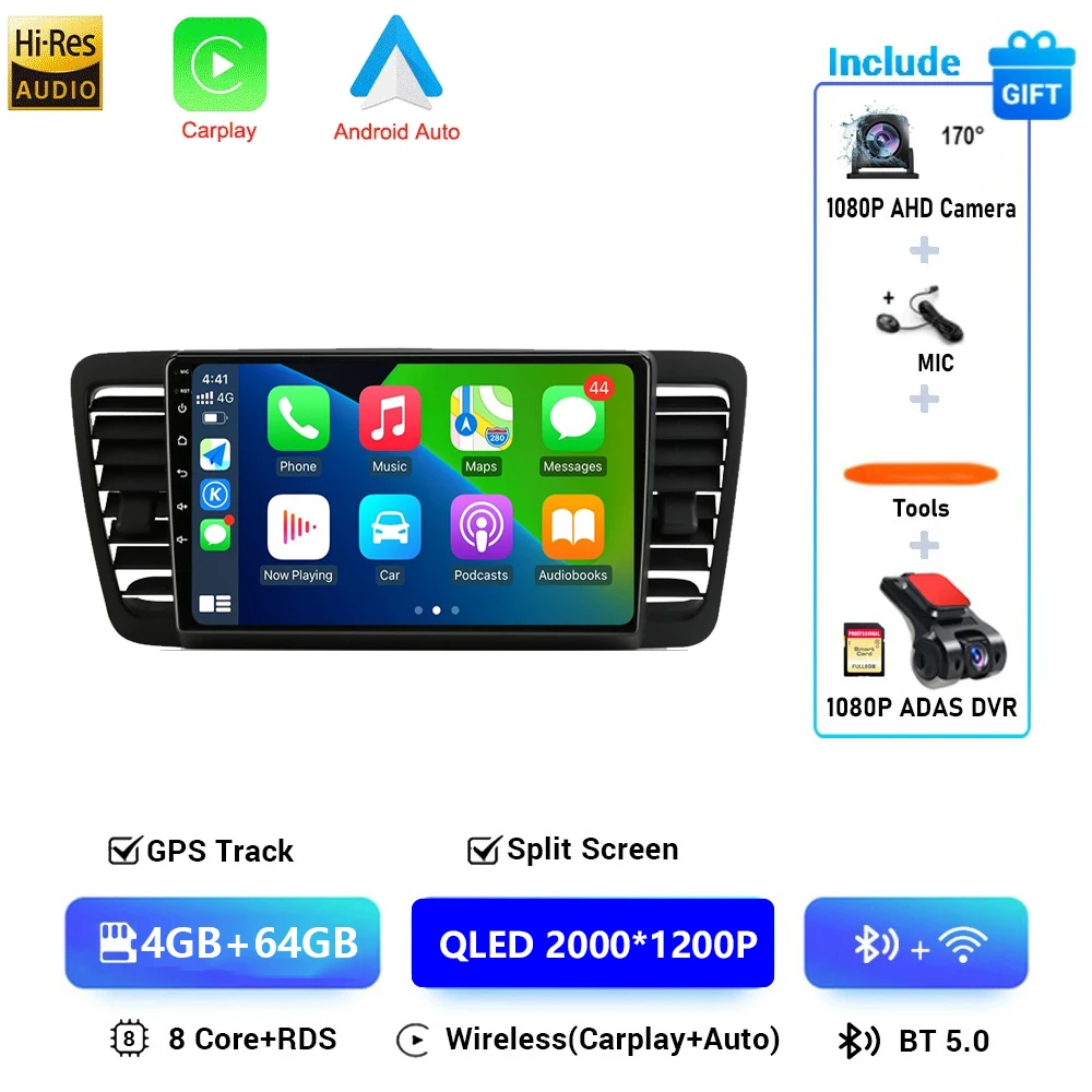 Android 16 Voor Subaru Outback 3 Legacy 4 2003-2009 LHD 2K QLED Android Autoradio Multimedia Video speler GPS Stereo CarPlay 4G