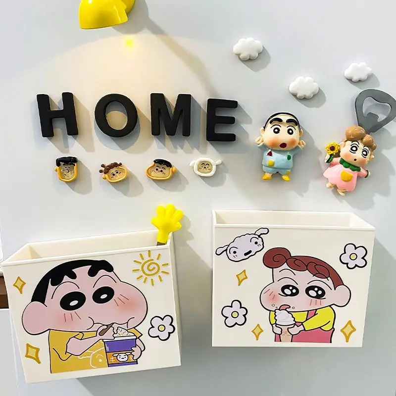 Crayón Kawaii de dibujos animados, estantes magnéticos para nevera Shin-chan, cajas de absorción magnética, decoraciones para puertas, imanes magnéticos